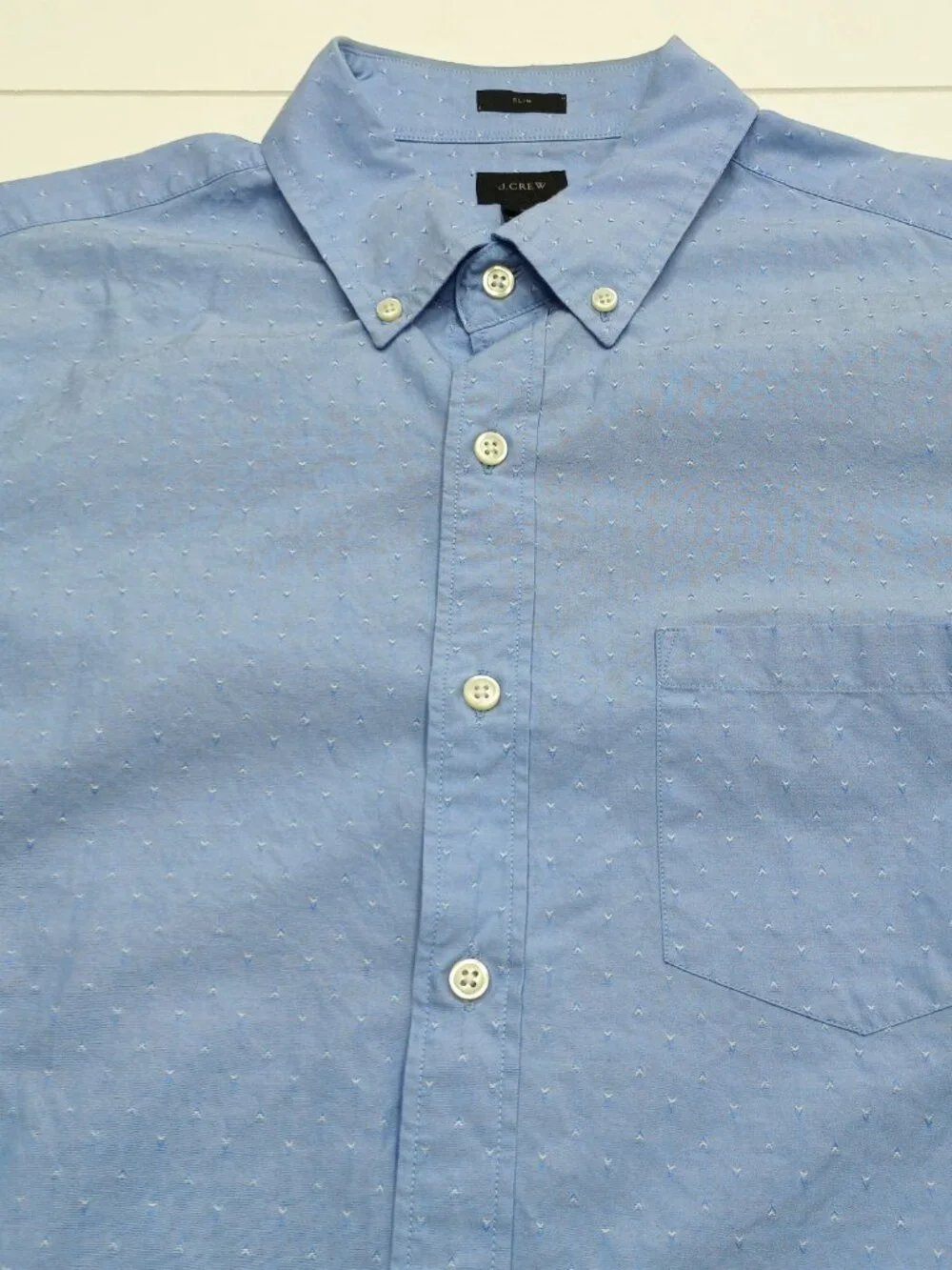 J.Crew Button Down Shirt Mens L Blue Dobby Cotton Preppy Ivy League Casual